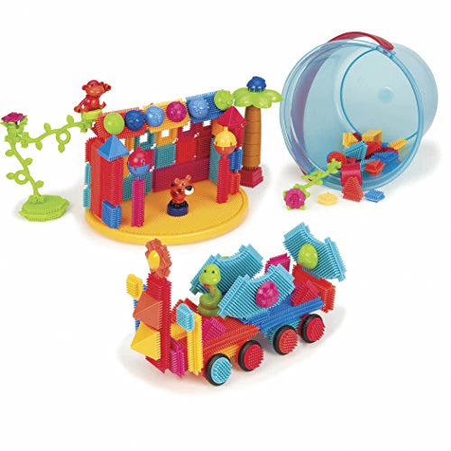 128Pcs Jungle Adventure Bristle Blocks in Bucket with Animal Figurines STEM Creativity Building Toys BPA Free 2years 3088C1Z