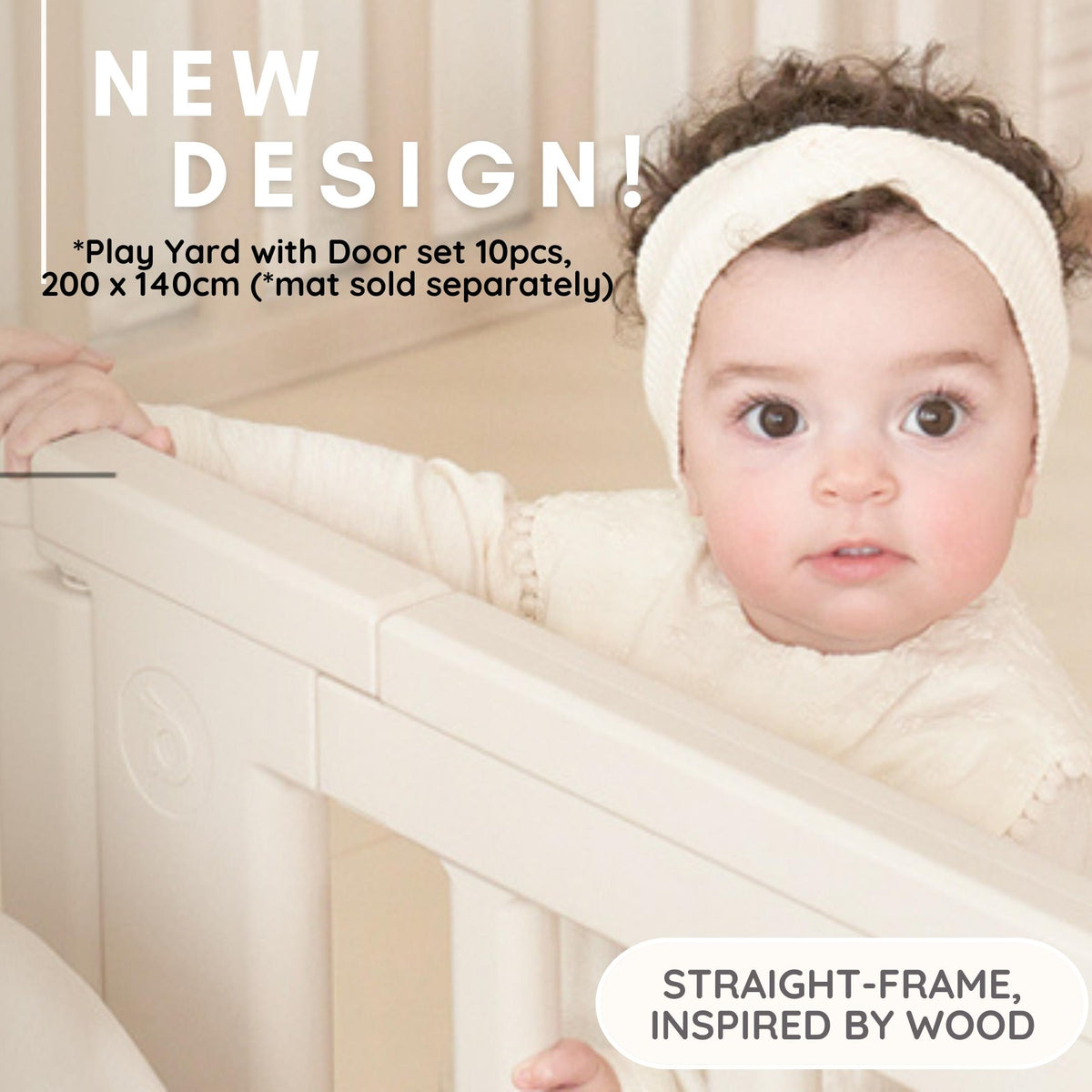 Baby Play Yard With Door Set 10pcs in Creamy White Made in Korea