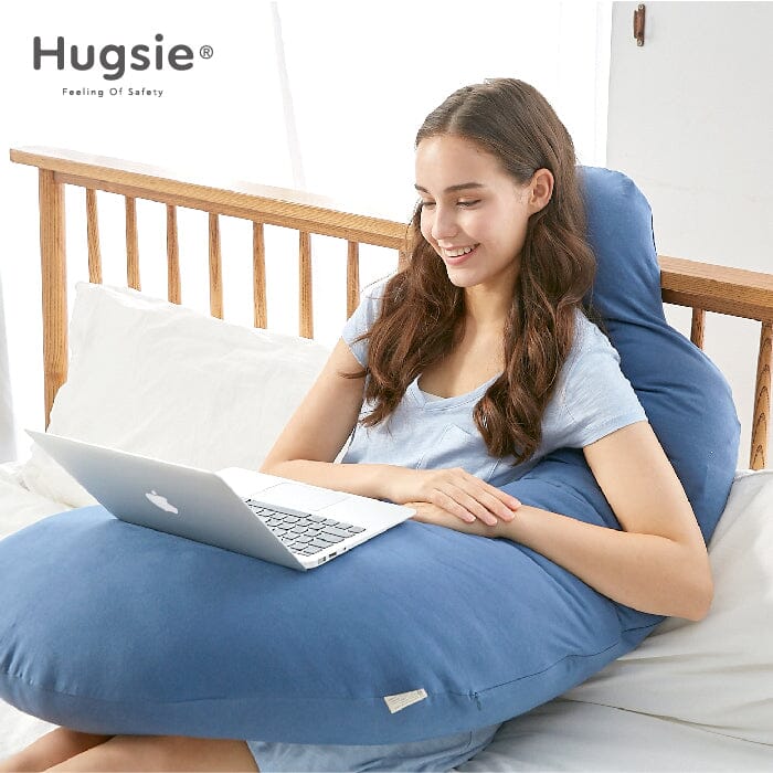 Comfort Series Maternity Pillow - 100% USA Cotton (Gray Blue)