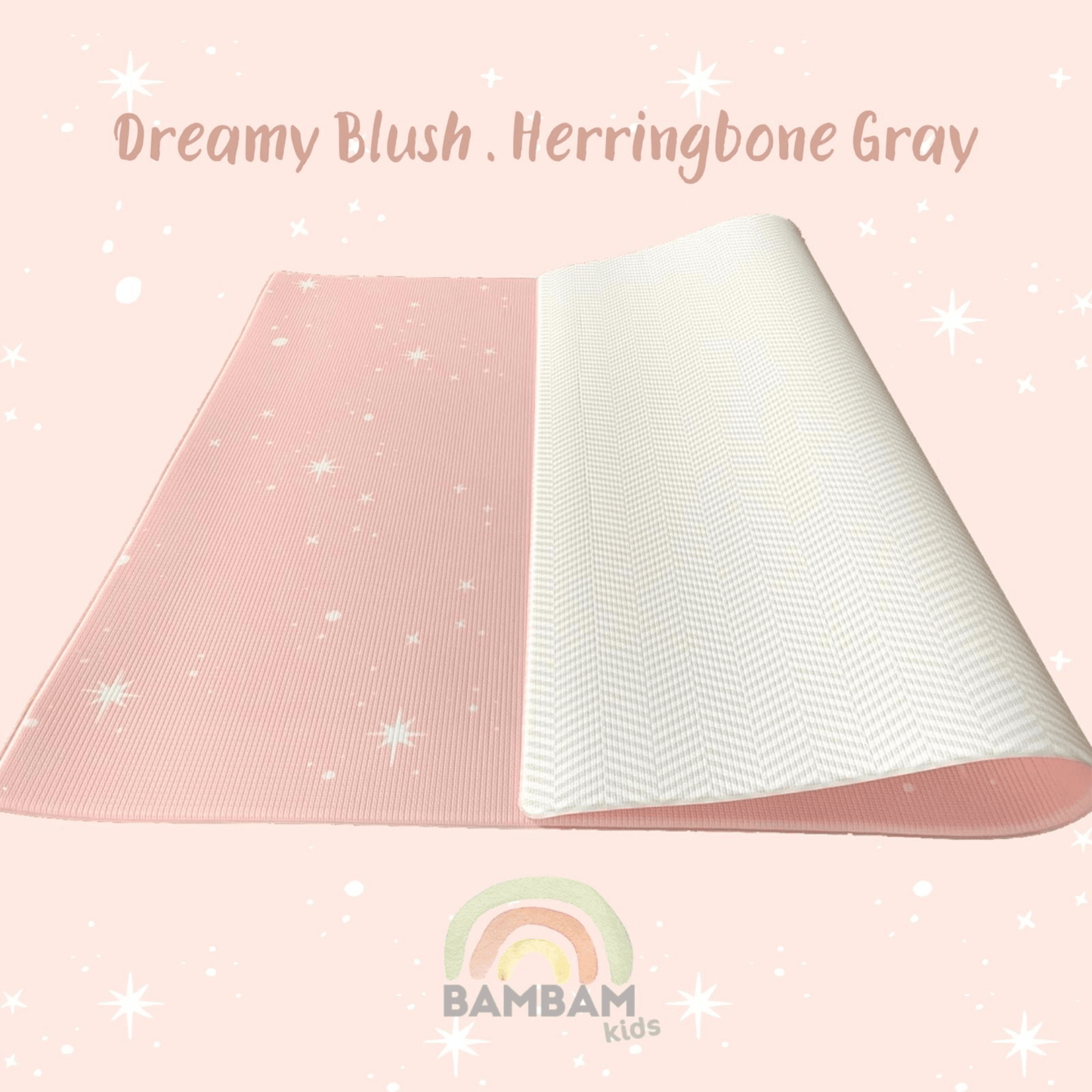 (❗REDUCED TO CLEAR❗) Highlights! Playmat in Dreamy Blush & Herringbone Gray (family size - 200 × 140 CM)